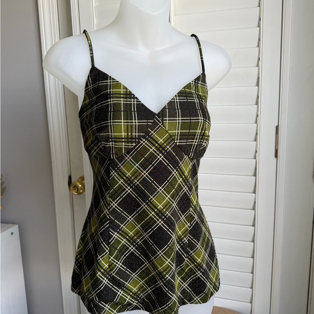 Upcycled Vintage Plaid Tank Top Donna Gray Size 10